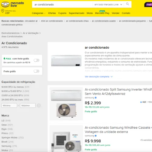 Site do Mercado Livre